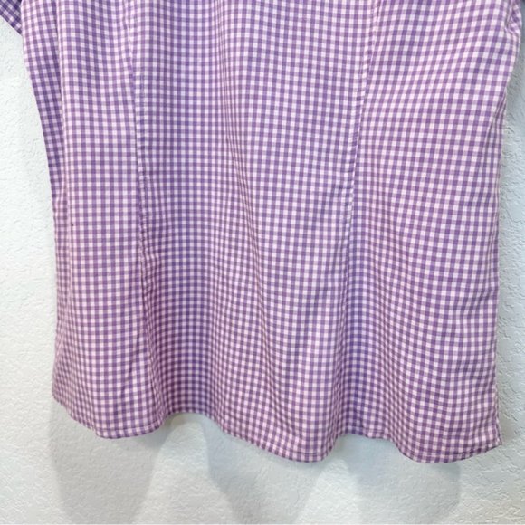 Riders by Lee Purple Lavender Gingham Short Sleeve Button Down Shirt Top Blouse - Picture 11 of 12
